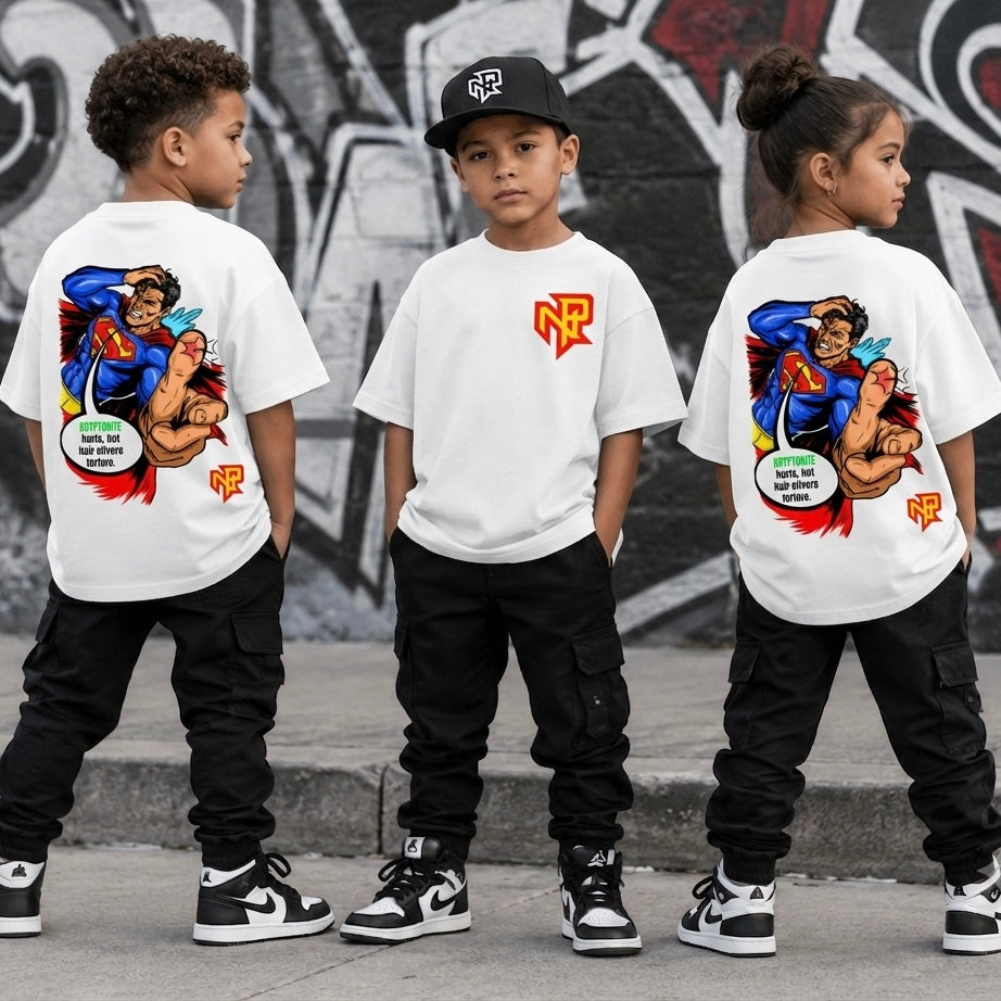 “BEYOND KRYPTONITE” Kid's Loose Fit Drop Shoulder T-Shirt